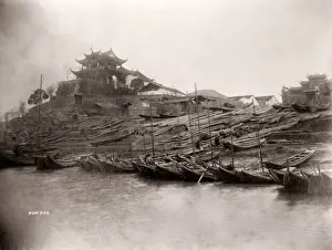Topography Prints: China c. 1880s - boatsHankow Hankou Wuhan Yangtze River