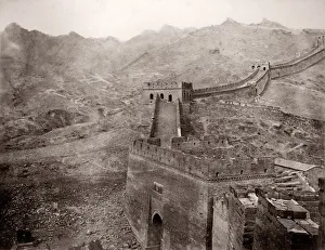 Topography Prints: China c. 1880s - Great Wall of China top of the Nankow Pass