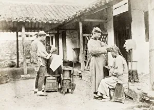 Barbershop Prints: China c. 1880s - itinerant barbers
