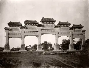 Topography Prints: China c. 1880s - paifang or pailou at the aproach to the Ming Tombs