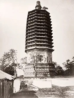 Asianj Prints: China c. 1880s - Peking Beijing area, pagoda