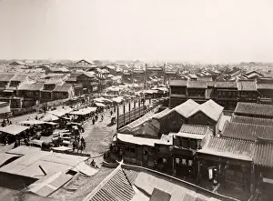 China c. 1880s - Peking Beijing - busy city street