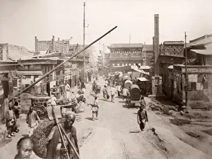 China c. 1880s - Peking Beijing - busy city street