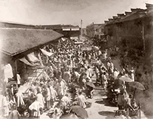 China c. 1880s - street market Shanghai
