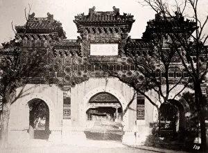 Asianj Prints: China c. 1880s - temple gate, Peking, Beijing