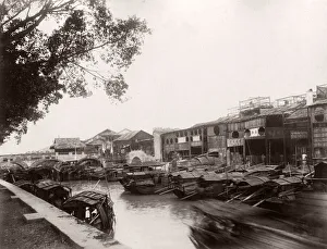 China, Canton, Guangzhou - canal view near the city