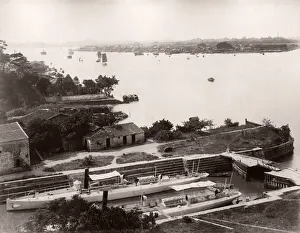 China, Canton, Guangzhou - ship in dry dock Pearl river