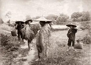 Collodion Prints: China - Chinese peasants, farm workers hats and grass coats