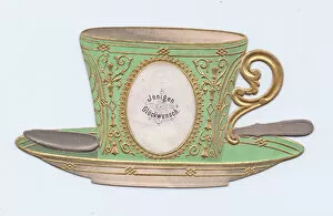 China cup and saucer on a German greetings postcard