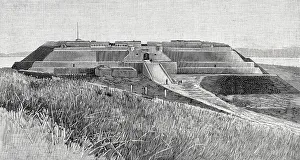 Pyramidal Prints: China, Talien-wan Fort, in the homonymous bay. Engraving