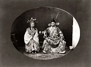 Chinese actors in costume, China, c. 1880 s