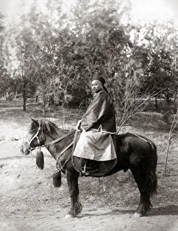 Chinese army general on a horse, 1900