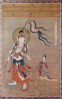 Chinese Art. 10th century. Guanyin guiding a soul Chinese Art. 10th century. Guanyin guiding a soul