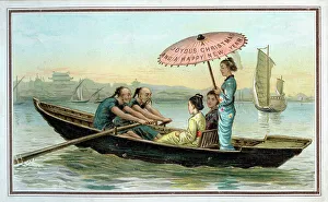 Chinese boating scene possibly Hong Kong