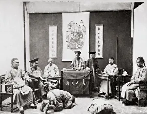 Chinese court scene with judge, China, c. 1880 s