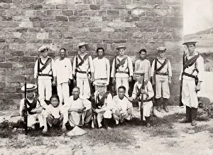Blenheim Prints: Chinese, European troops Weihaiwei, Weihai, China c. 1900