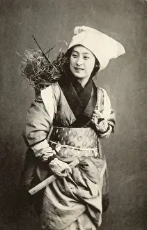 Countryfolk Prints: Chinese Farming / Country Girl with wicker back-pack