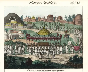 Bier Prints: Chinese funeral procession with coffin on a
