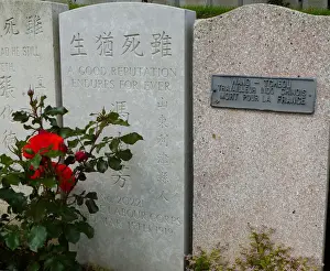 Chinese headstones, Longuenesse Souvenir CWGC Cemetery