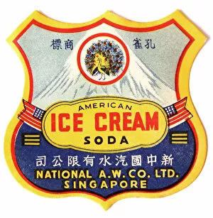 Adverts Gallery: Chinese Ice Cream Soda drink label from Singapore