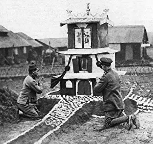Chinese Labour Corps praying on New Years Day WW1