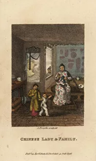 Alcove Gallery: Chinese lady with her children in her house, Qing Dynasty