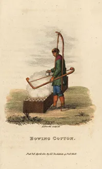 Bamboo Gallery: Chinese man bowing cotton, Qing Dynasty