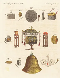 Carl Bertuch Prints: Chinese musical instruments, 1800s