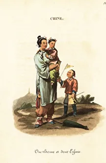 Nanny Prints: Chinese nursery maid and two children