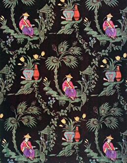 Images Dated 31st August 2012: Chinese pattern with figure and flowers