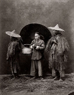 Labourer Collection: Chinese peasants in grass coats, c. 1880 s