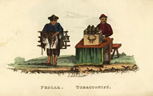 Freschi Collection: Chinese pedlar and tobacconist, Qing Dynasty
