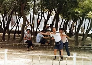 Images Dated 25th July 2016: Chinese people shadow boxing in the park in Hong Kong