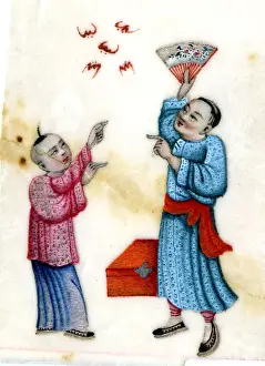 Chinese Rice Paper Drawing - New Year Celebration