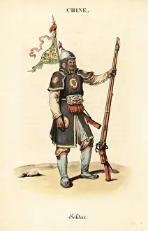 Librairie De Gide Fils Prints: Chinese soldier with flintlock musket, 18th century