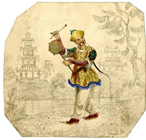 Tambourine Prints: Chinese Tambourine Musician