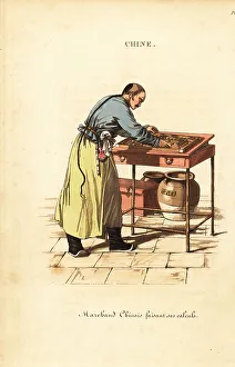 Calculation Prints: Chinese tradesman calculating with swan-pan, 18th century