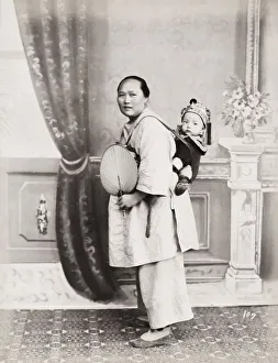 Garment Prints: Chinese woman carrying a baby on her back