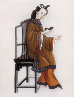 Craftsmanship Prints: A Chinese Woman darning, Qianlong Period (1736-96)