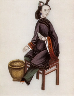 Spin Gallery: A Chinese Woman making a bobbin, Qianlong Period