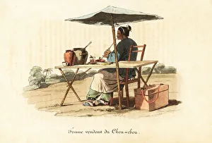Spoon Prints: Chinese woman selling chow-chow pickles, 18th century