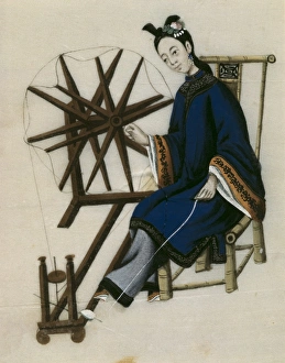 Spin Gallery: A Chinese Woman spinning, Qianlong Period (1736-96)