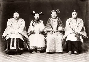 Four Chinese women in ornate robes, China, c. 1890 s