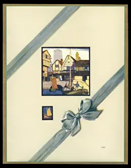 Boatman Prints: Chocolate box design, harbour scene with boats