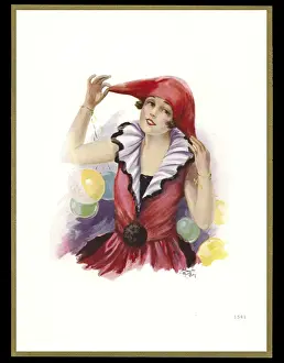 Streamers Prints: Chocolate box design, lady in carnival costume