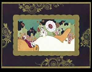 Chocolate box design, lady with parasol