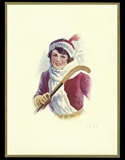 Chocolate box design, lady with tennis racquet