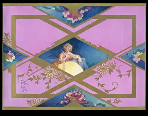 Chocolate box design, lady in yellow dress