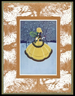 Chocolate box design, lady in yellow dress