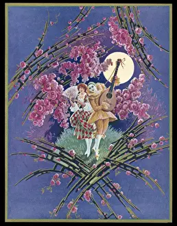 Serenade Prints: Chocolate box design, Pierrot and Harlequin